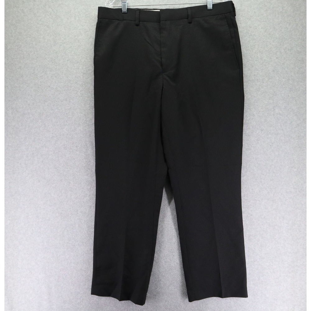 Michael Brandon Pants Mens 36x30 Slim Fit Dress Slacks Suit Formal Black Striped